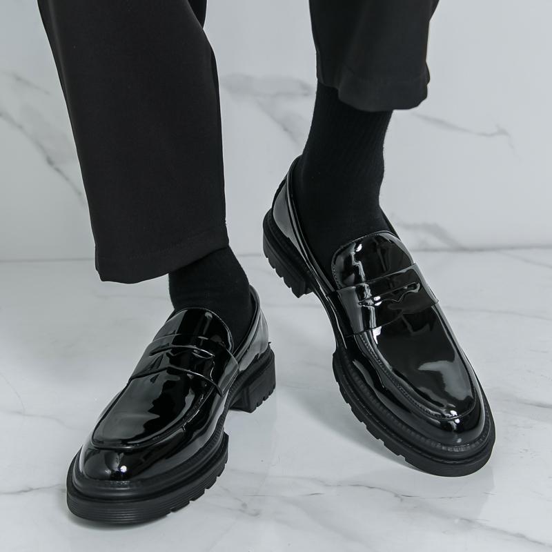 Мужские лоферы Черные Белые Платформа Лифт Кожаная обувь Толстая подошва Формальные Деловые Свадебное платье Выпускной обувь Большой размер