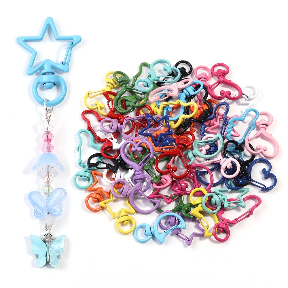 Цветной брелок-карабин из сплава: Аксессуары для браслетов «Сделай сам» в виде сердца, луны и звезды