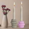 2pcs Taper Candle Holder Silicone Mold 3D Round Candlestick Casting Mould Ornament Gypsum Concrete Resin Molds Decors