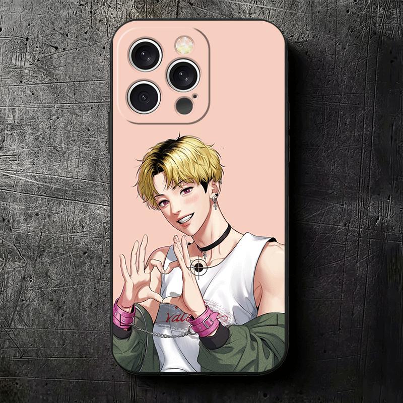 B-J A-Alex Аниме Мягкий Чехол для Телефона для iPhone 16 16E 17 Air 15 Pro Max 14 Plus 13 Mini 11 12 7 Черная Крышка Задняя Панель