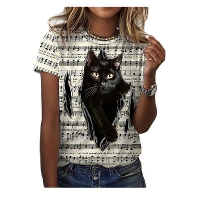 Летние повседневные женские футболки с цифровым принтом 3D, свободные, с круглым вырезом и короткими рукавами