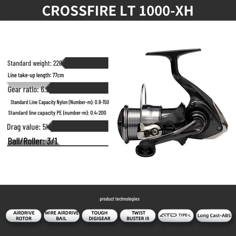 Спиннинговая катушка Daiwa CROSSFIRE LT - Легкая металлическая шпуля для дальнего заброса, Доступна в 26 моделях.