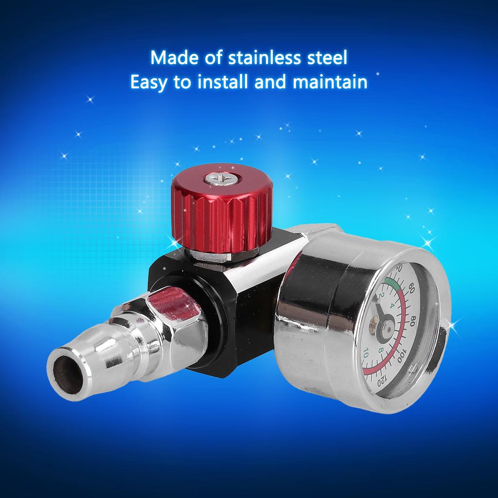 G1/4in Thread Spray Paint Gun Air Pressure Regulator Pressure Regulating Adjusting Valve Gauge
