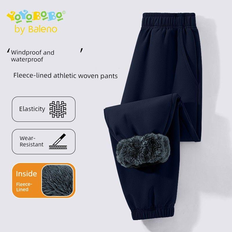 Baleno Kids Ybb Boys' Sports Pants Autumn and Winter Children's Casual Pants Outdoor Fleece-Lined Pants