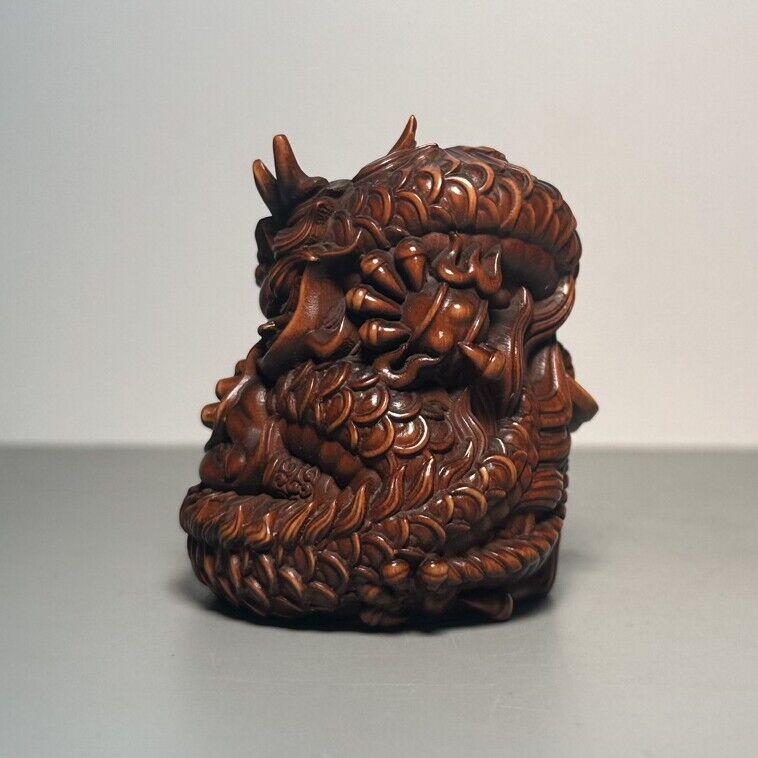 Chinese Boxwood Wooden Carvings Dragon Wood Carving Statue Loong Figurines
