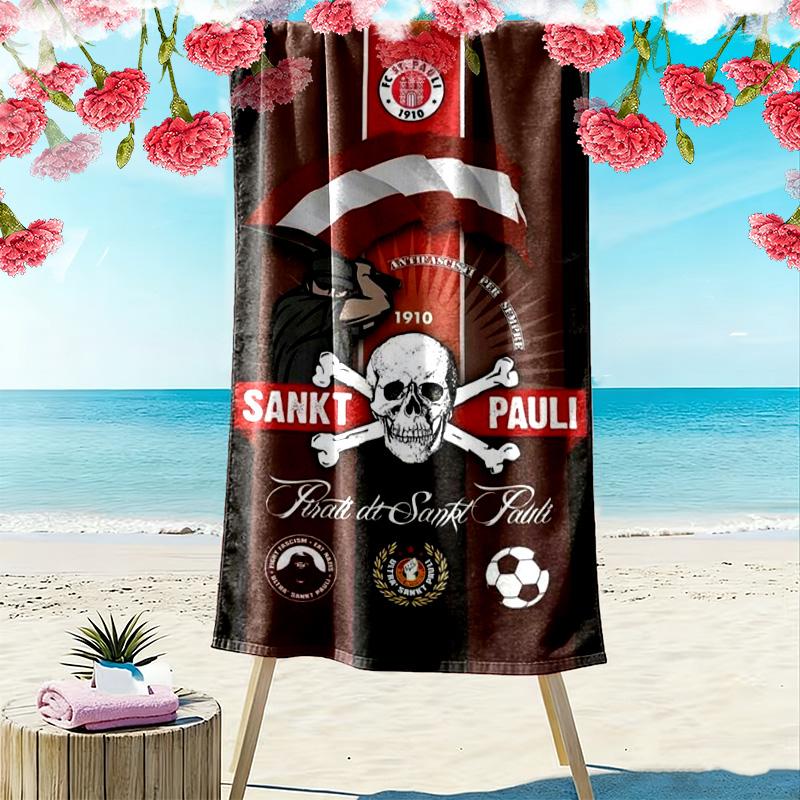 Улица. Пляжное полотенце Pauli FC Print, Большое мягкое быстросохнущее полотенце для пляжа, кемпинга, плавания