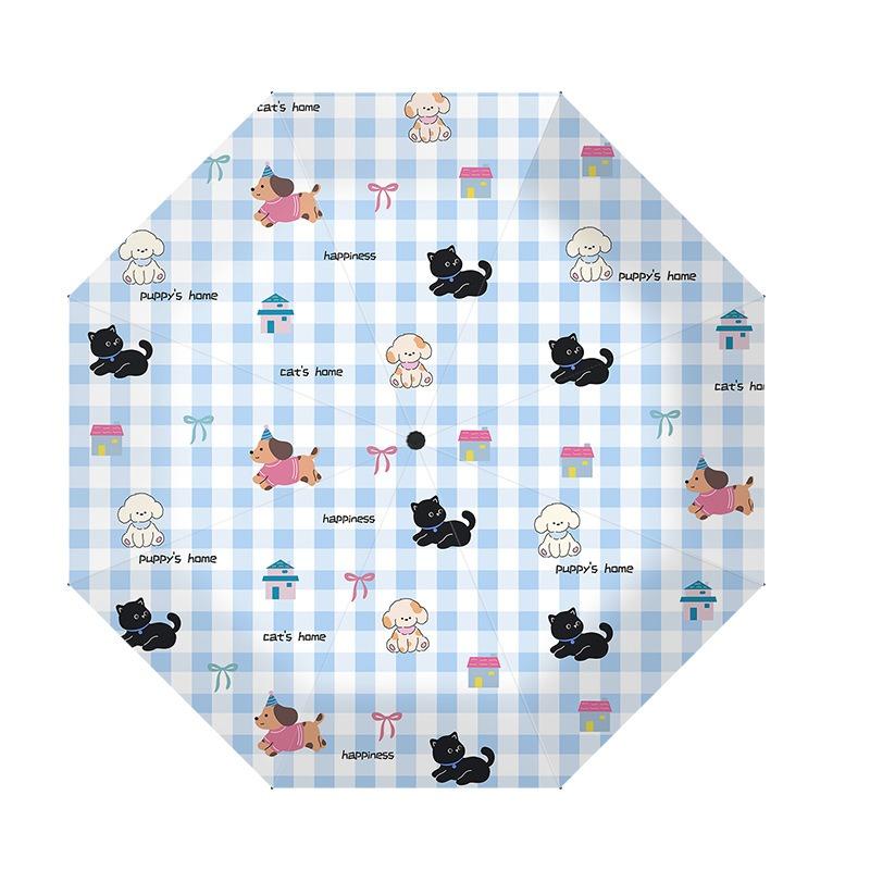 Automatic Three-fold Umbrella Cartoon Digital Folding Umbrella Vinyl Anti-ultraviolet Sunscreen Sun Umbrella