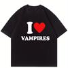 Women Funny I Love Vampires Graphic Tee Summer Sport Jogging Shirt Short Sleeves Letter Print T Shirt for Women Girls Top Tees