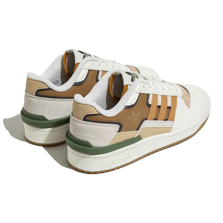 Adidas Originals Forum Exhibit Low 2 Fabric Leather Comfortable Low-Top Skate Shoes Unisex Sneakers Beige FZ5595