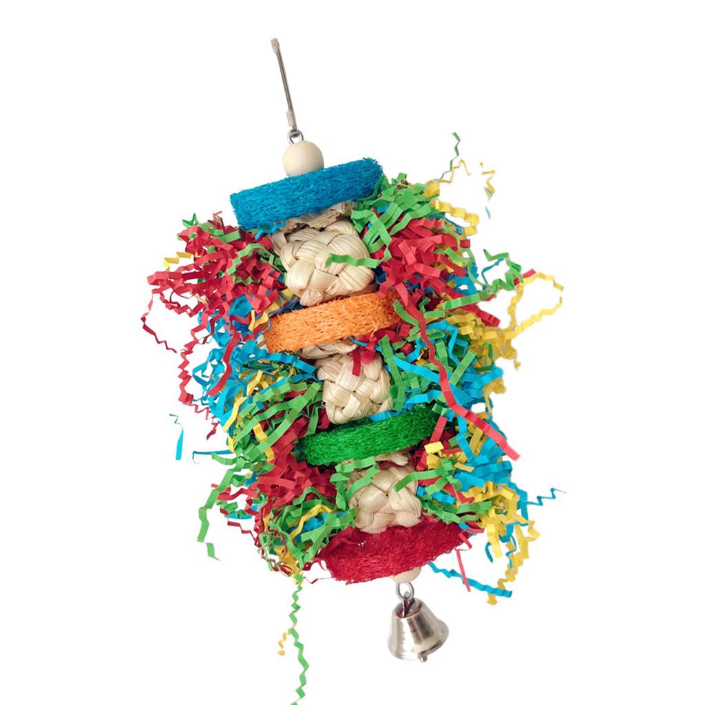 Игрушка для жевания домашних птиц Натуральная цветная бумага для измельчения для кореллы Conure Какаду Игрушка для скрежетания зубами для клетки