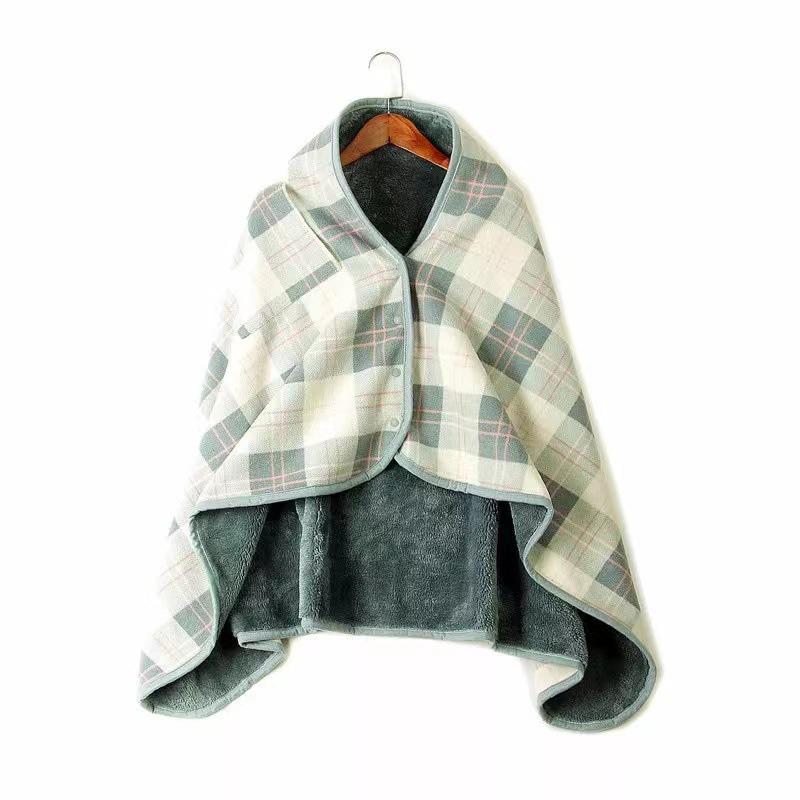 1PC Wearable Blanket Shawl Blanket Flannel Lazy Casual Office Blanket Retro Grid Stripes Warm Blanket For Winter 80×135cm