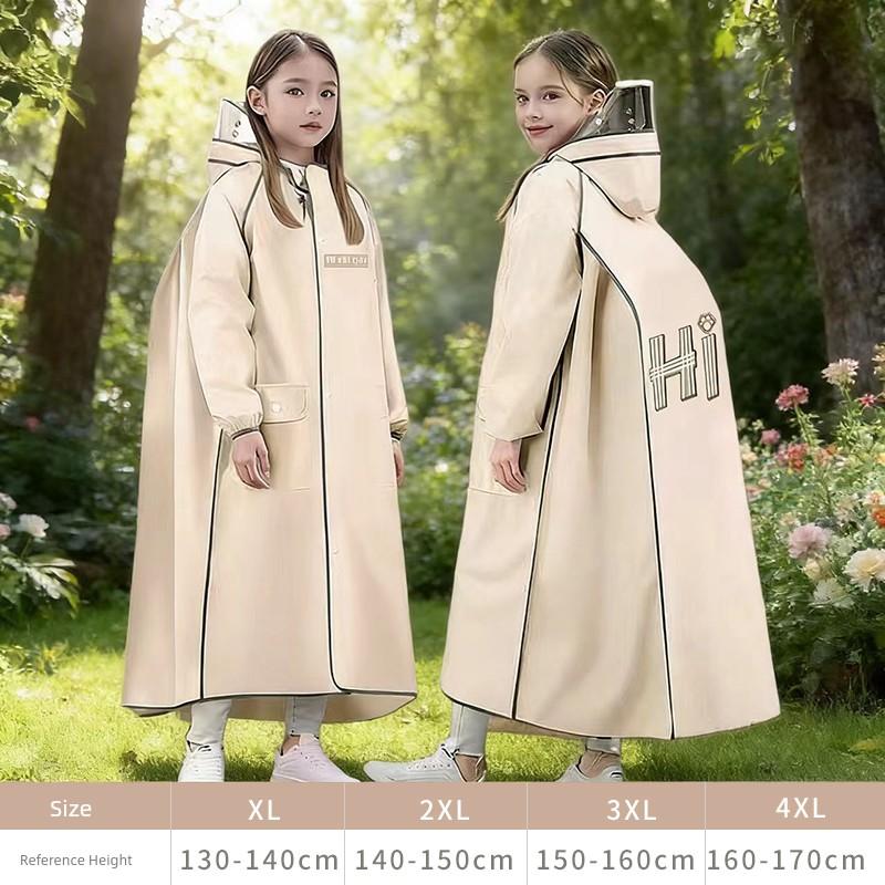 Children's Student Raincoat, Long Style with Full-Body Coverage and Backpack Space, Specifically for Primary School Students, Suitable for Both Boys