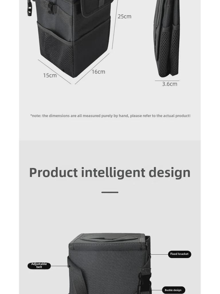 Портативный складной мусорный бак для автомобиля с многофункциональной подвесной конструкцией