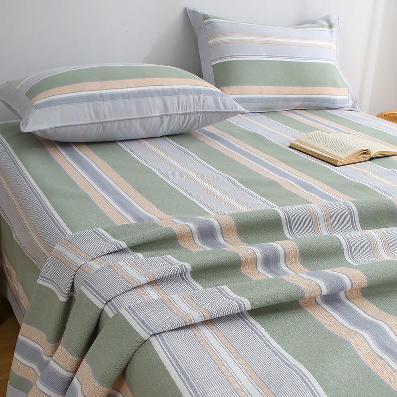 Thickened Cotton Linen Summer Cool Mat Three-Piece Set: Bed Sheet, Warp & Weft Yarns