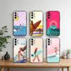 Чехол для телефона Surfing Art Surf Girl с изображением доски для серфинга для Samsung S25, S24, S21, S22, S23, S30, Ultra, S20, Plus, Fe, Note, 10, 9, 5G Черный