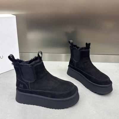 Женские новые зимние короткие сапоги на толстой подошве с меховой подкладкой, утепленные и утолщенные теплые хлопковые ботинки большого размера