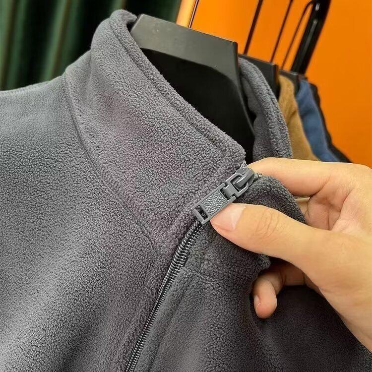 Мужская плотная жилетка-флис Бербер с молнией и воротником-стойкой для осени/зимы