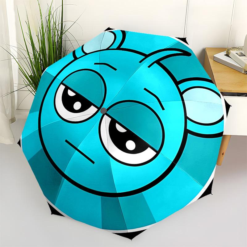 Blue character, Round face- Automatic Opening and Closing, 8-rib Structure Portable Umbrella, Suitable for Men and Women in All Seasons - Pe