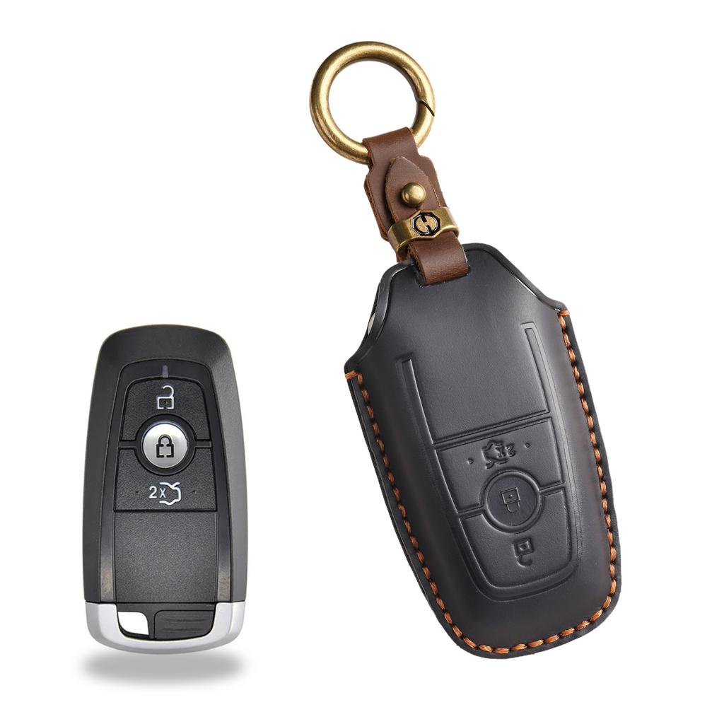 Ретро чехол для ключа подходит для чехла Ford Focus Mondeo, кожаный чехол с острыми краями, чисто ручной работы, цепочка для ключей.