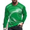 Spring and Autumn Round Neck Swirl Pattern 3D Printed Top Fashionable Casual Long Sleeved Men's T-shirts