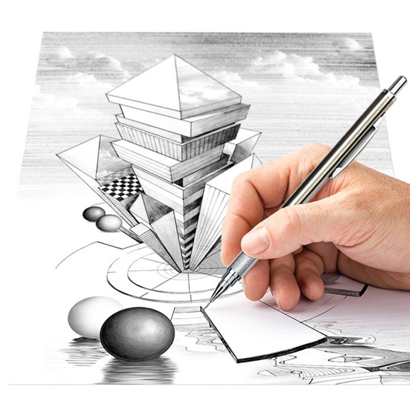 Набор металлических механических карандашей с пеналом, грифелями, ластиком, точилкой, набор 0.3 0.5 0.7 0.9 1.3 2.0 мм, автоматический карандаш для рисования и эскизов