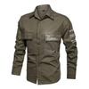 New Autumn Men's Military Long-sleeved Shirt Solid Color Large Size Pure Cotton Shirt