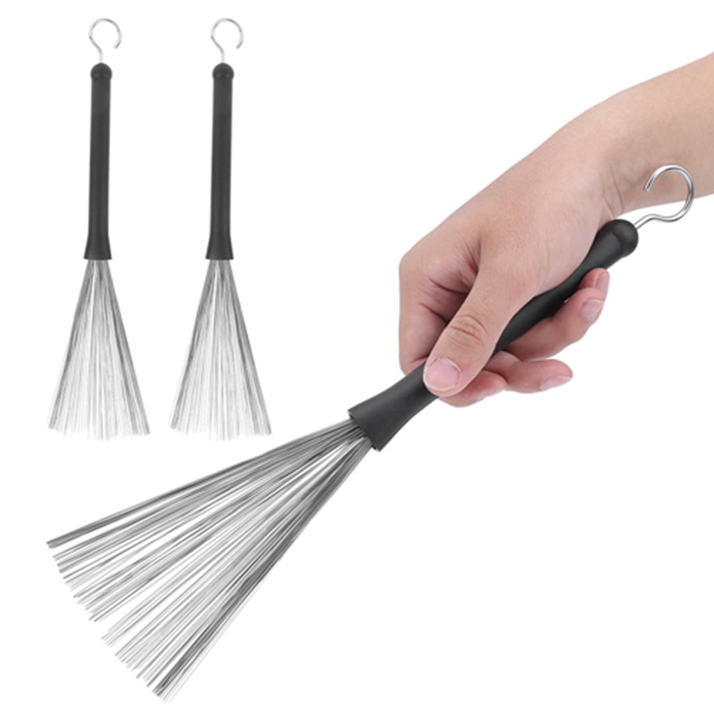 2 шт., барабанная щетка, резиновая проволока из нержавеющей стали, выдвижные аксессуары для джазовых ударных инструментов