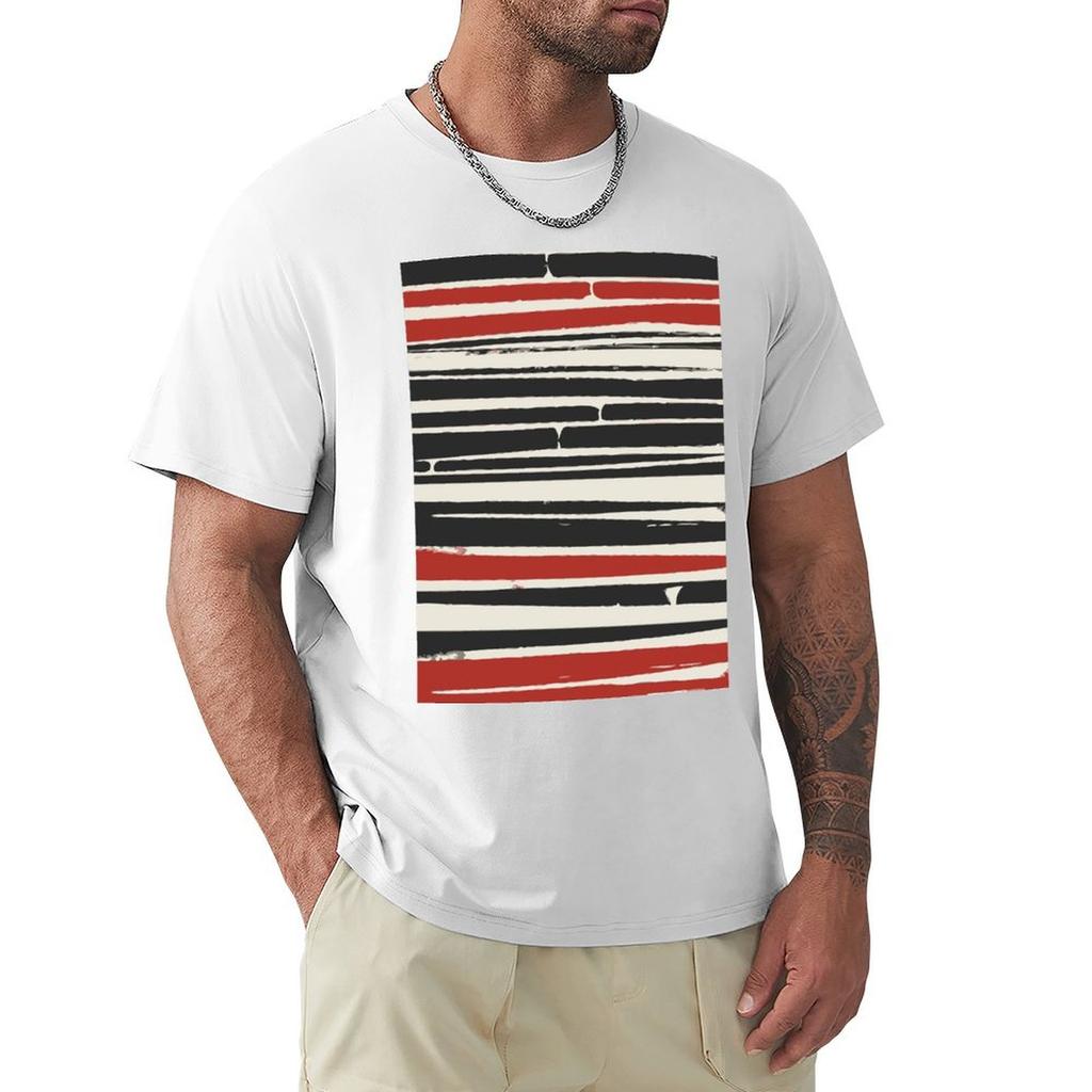 Abstract Black Red Stripe Tshirt Daily Wear Print Tshirt