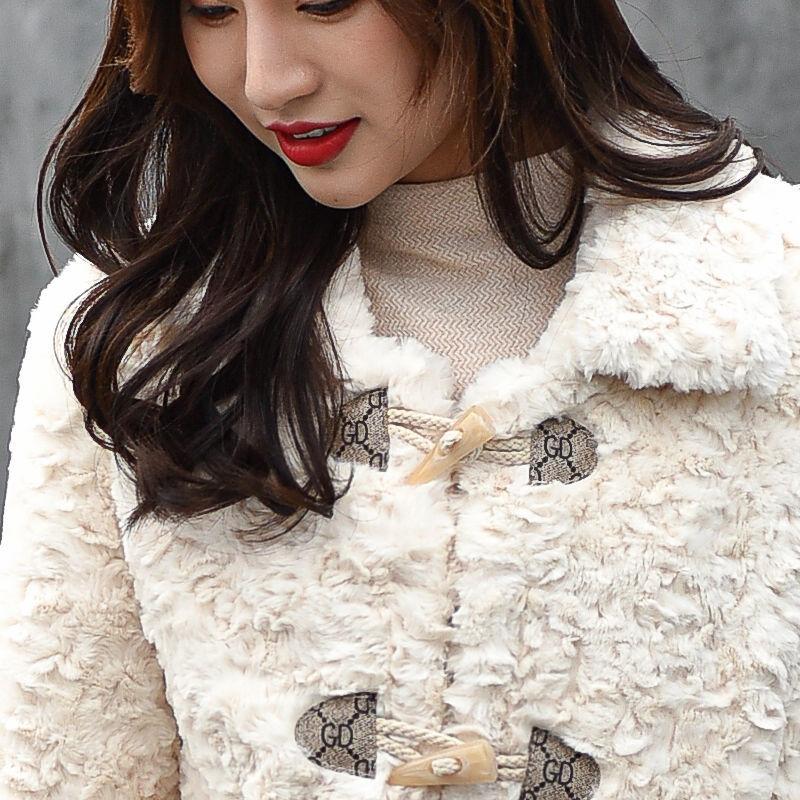 Осень-зима новая шуба женская средней длины из норки с начесом плюшевая шерстяная куртка