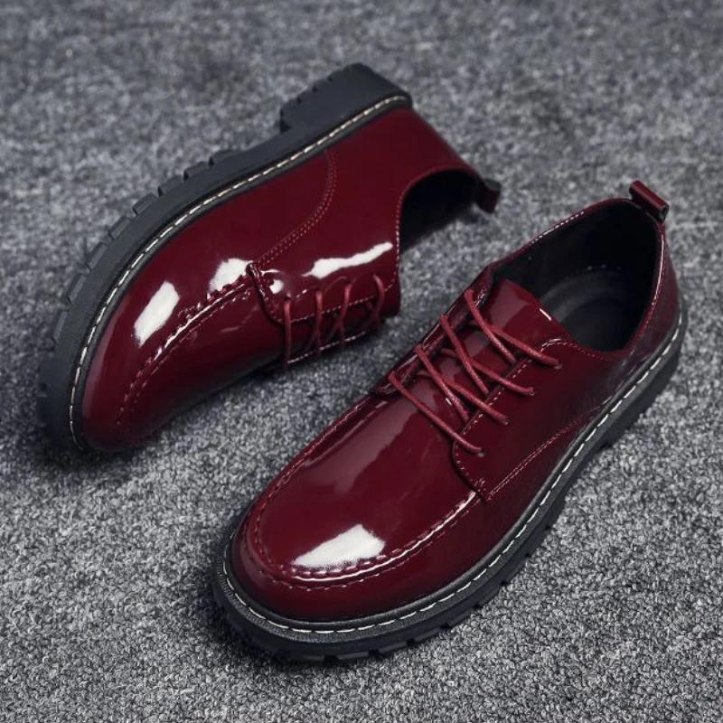 Модная Нескользящая Черная Рабочая Шнуровка Увеличивающая Рост Мужская Кожаная Обувь По Акции ПУ Роскошная Распродажа Слипоны Новая Ретро Мужская Повседневная Обувь