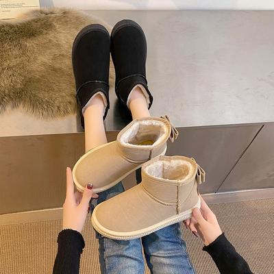 Зимние женские сноубутсы, новые, повседневные и удобные, с утолщенной подкладкой, на плоской подошве, ботильоны с круглым носком.