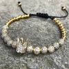 European Hot Item: 18K Color Retention Woven Bracelet with Micro-inlaid White Zirconia and Large Crown Copper Beads