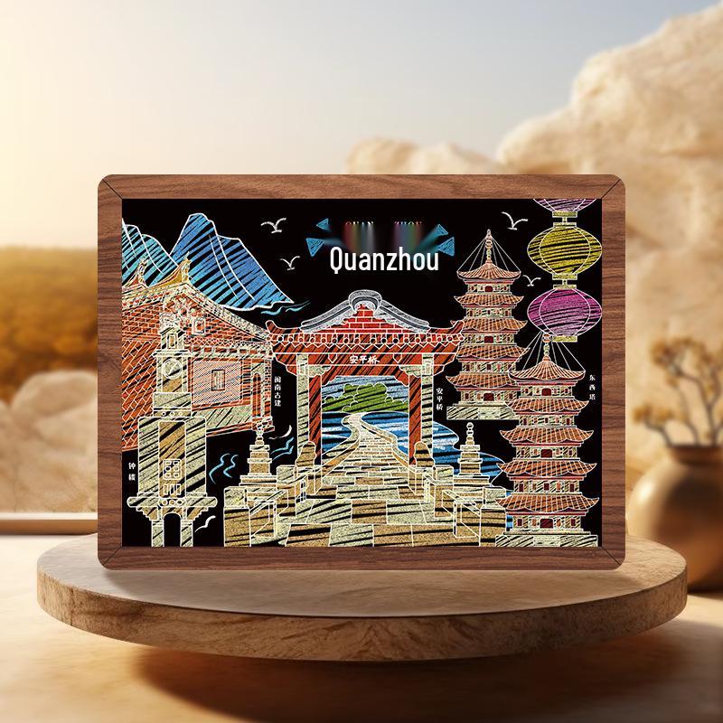 Fujian Scenic Spot Wooden Magnets - Cultural & Creative Gifts for Tourism