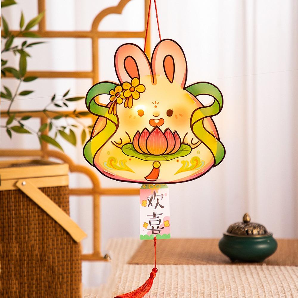 Cartoon Mid-Autumn Rabbit Lantern Handmade LED Lantern Toys Handheld Rabbit Lantern  School Project