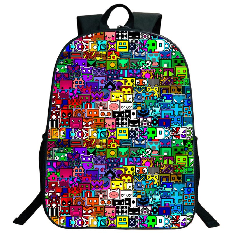 Angry Geometry Dash Backpacks for Middle and High School Students, Large Capacity Leisure Backpacks, Holiday Gifts