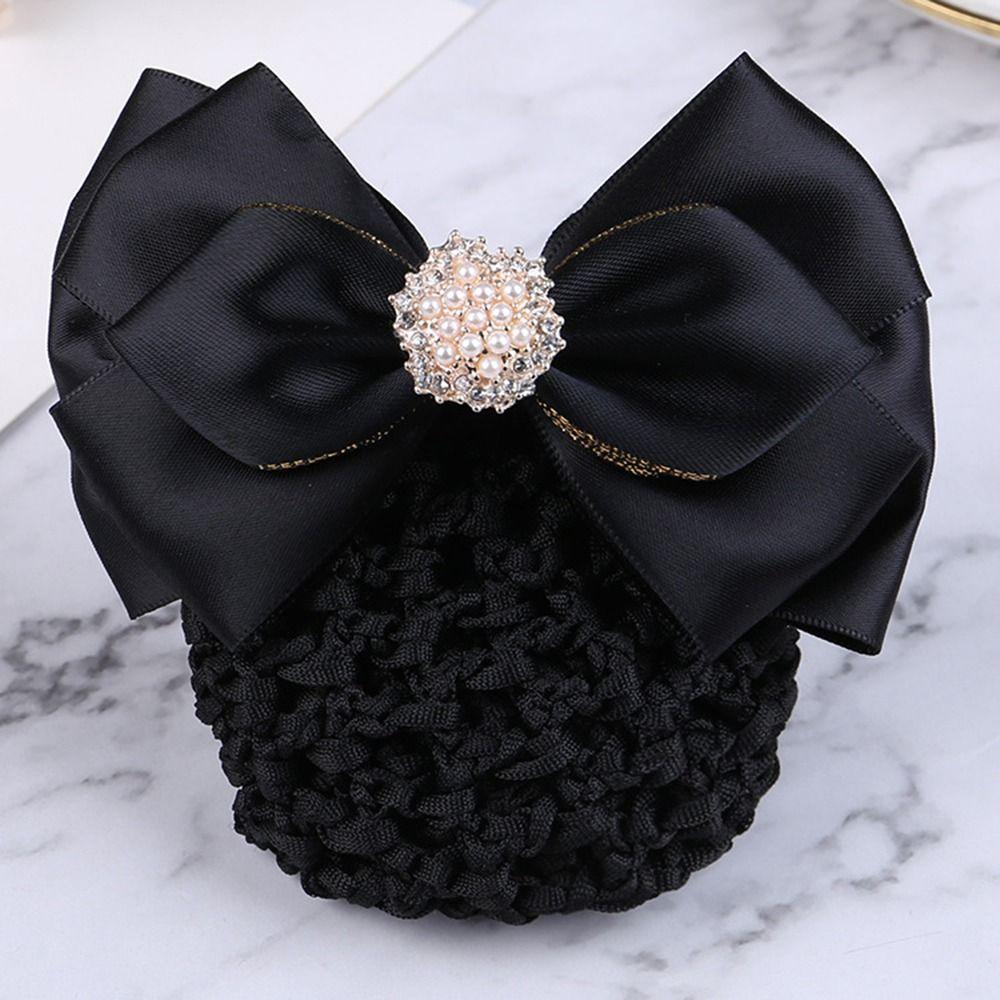 For Women Nurse For Girls Hairgrips Cover Net Bowknot Spring Clip Ponytail Clip Korean Bun Snood