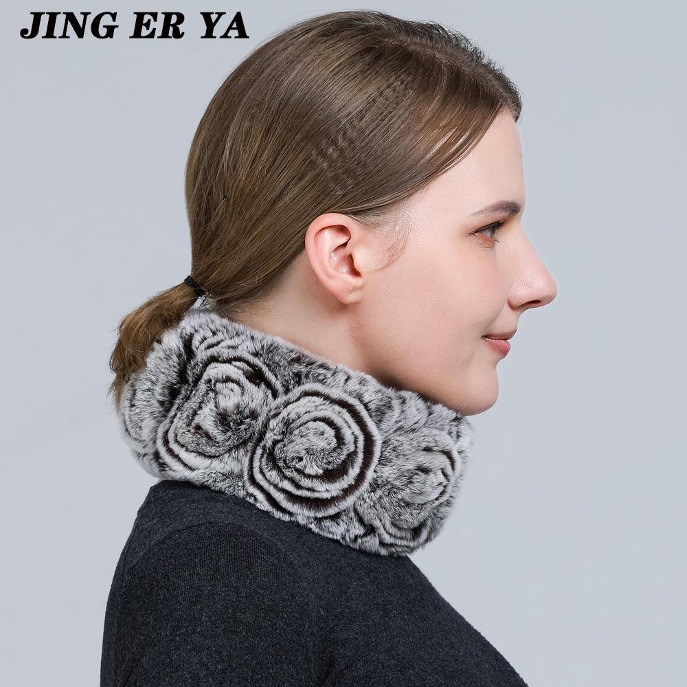JINGERYA женский натуральный мех ручной работы эластичный меховой шарф вязать из натурального меха кролика рекс повязки на голову для девочек натуральный мех кольцо капюшон снуд шарфы зимние