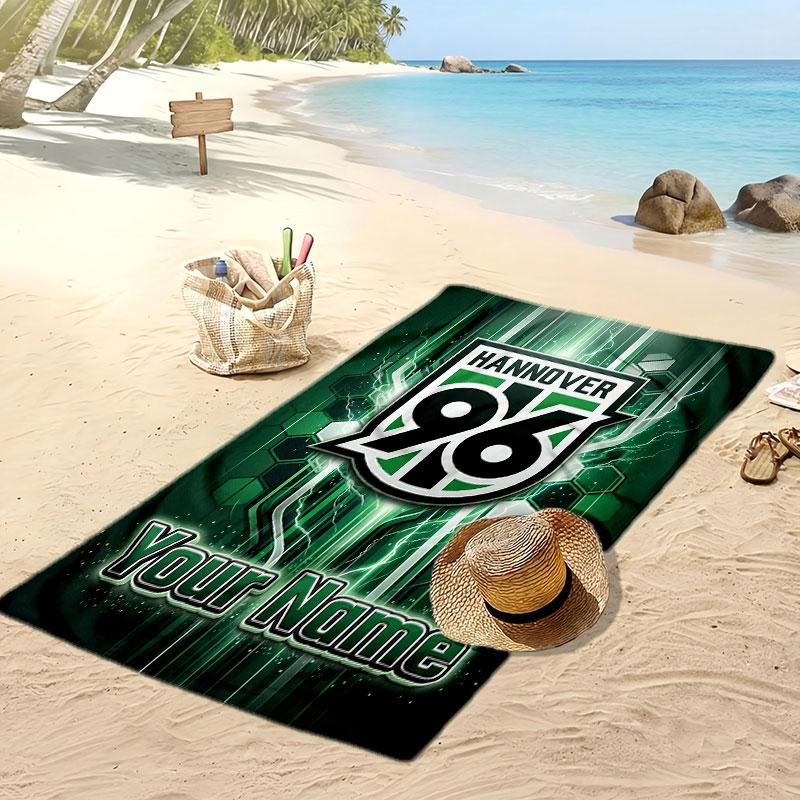 Hannover 96 Personalized Printed Beach Towel Soccer Logo Support Custom Name Text Absorbent Towel For Sport Travel Special Gift