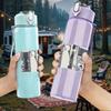 PC Small Rectangular Faded Text Print 750ml colorful plastic sports water bottle leakproof pop up lid with straw for outdoor work home use