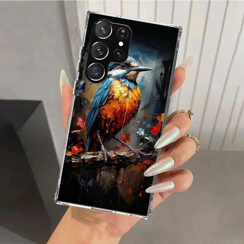 Масляная живопись животных Чехол для телефона с птицами для Samsung Galaxy S26 S24 S23 Ultra S25 Edge S22 S21 Plus S20 FE + Мягкий чехол с принтом Funda G