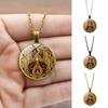 Phoenix Pattern Pendant Cabochon Vintage Jewelry Glass Necklace Chain Women Gift
