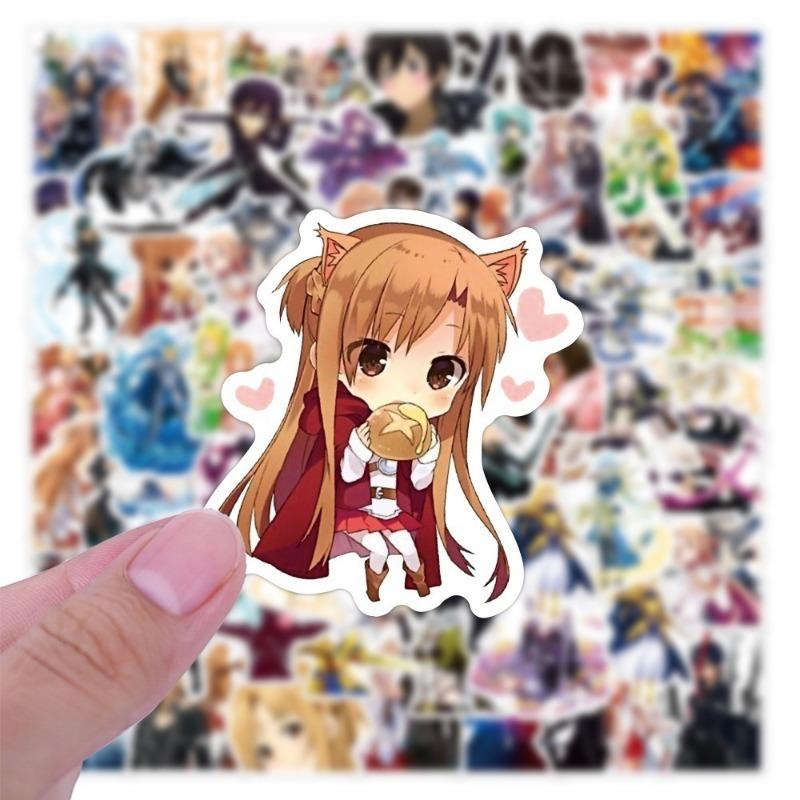 50 шт. Аниме-наклейки Sword Art Online для DIY, ноутбука, чемодана, багажа, скейтборда, мультяшные, Асуна, Кирико, SAO, наклейки, подарок, игрушка