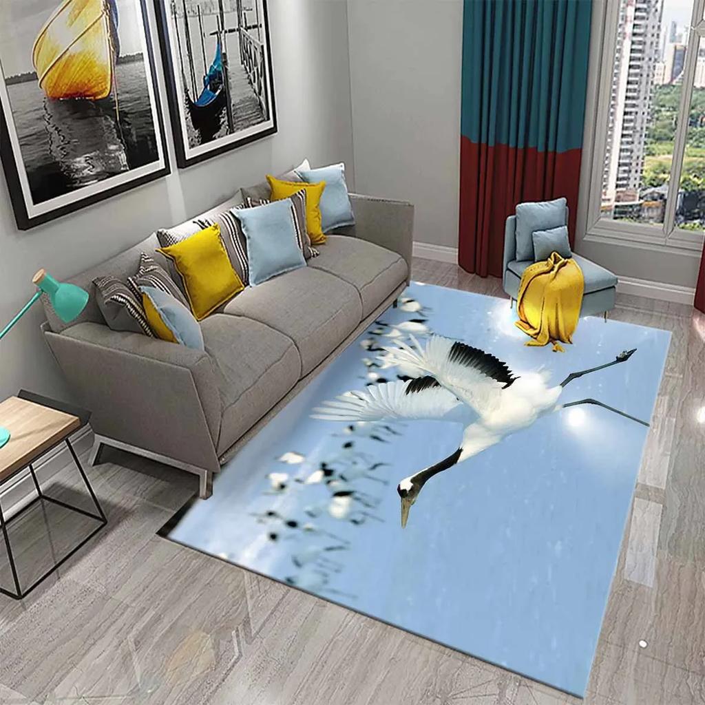 Прекрасный ковер с японским журавлем для кухни, ванной комнаты, прихожей, нескользящий коврик, декор для гостиной, столовой, спальни, напольные ковры