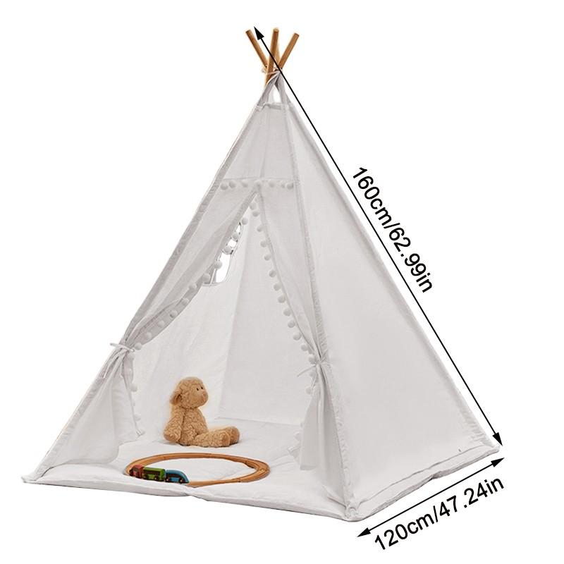White Cotton Teepee Tent for Kids, 62.99in Height