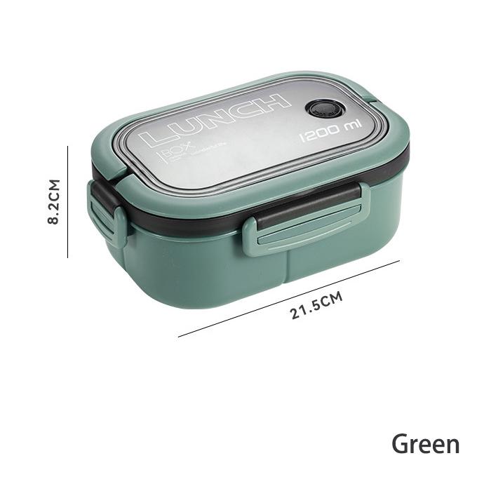 Microwave Lunch Box with Fork Spoon Portable Hermetic Lunch Box 2 Layer Grid Children Student Office Bento Box Food Storage Container