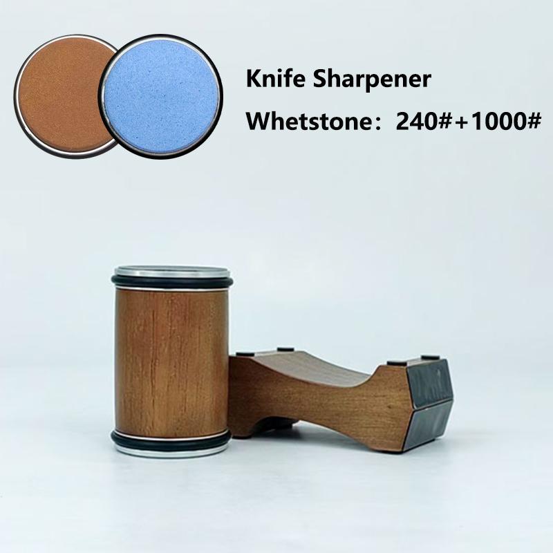 Профессиональная точилка для ножей с роликом - 4 регулируемых угла 12/15/18/20° Алмазный камень Деревянная основа Кухонный инструмент для заточки