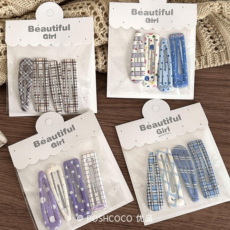 4 PCS Candy Cream Color Children's Water Drop Square Hair Clips Baby Bangs Clips Hairpins Girls' Hair Accessories Clips