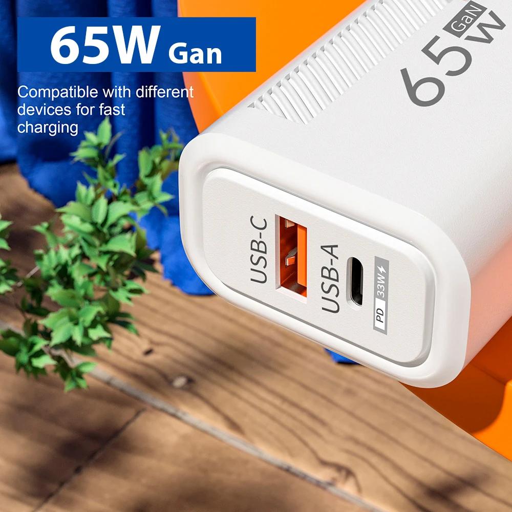 65W PD Fast Charger EU US Plug USB Type C Quick Charger For iPhone Xiaomi Samsung  Phone Charger Phone Accessories