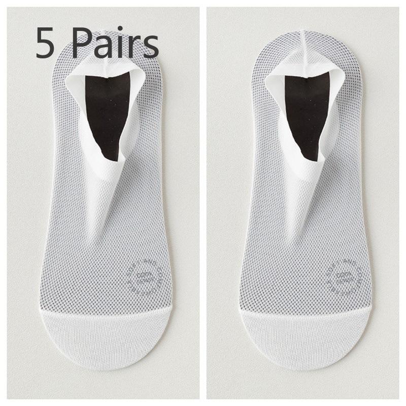 5 пар мужских летних носков из тонкой сетки с дышащей невидимой хлопковой подошвой, впитывающих пот, дезодорирующих, нескользящих, с лодочкой