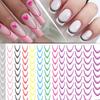 Французские линии 3D наклейки для ногтей розовые, красные, черные, зеленые, оранжевые Y2K самоклеящиеся слайдеры маникюр Y2K французский нейл-арт декоративная наклейка